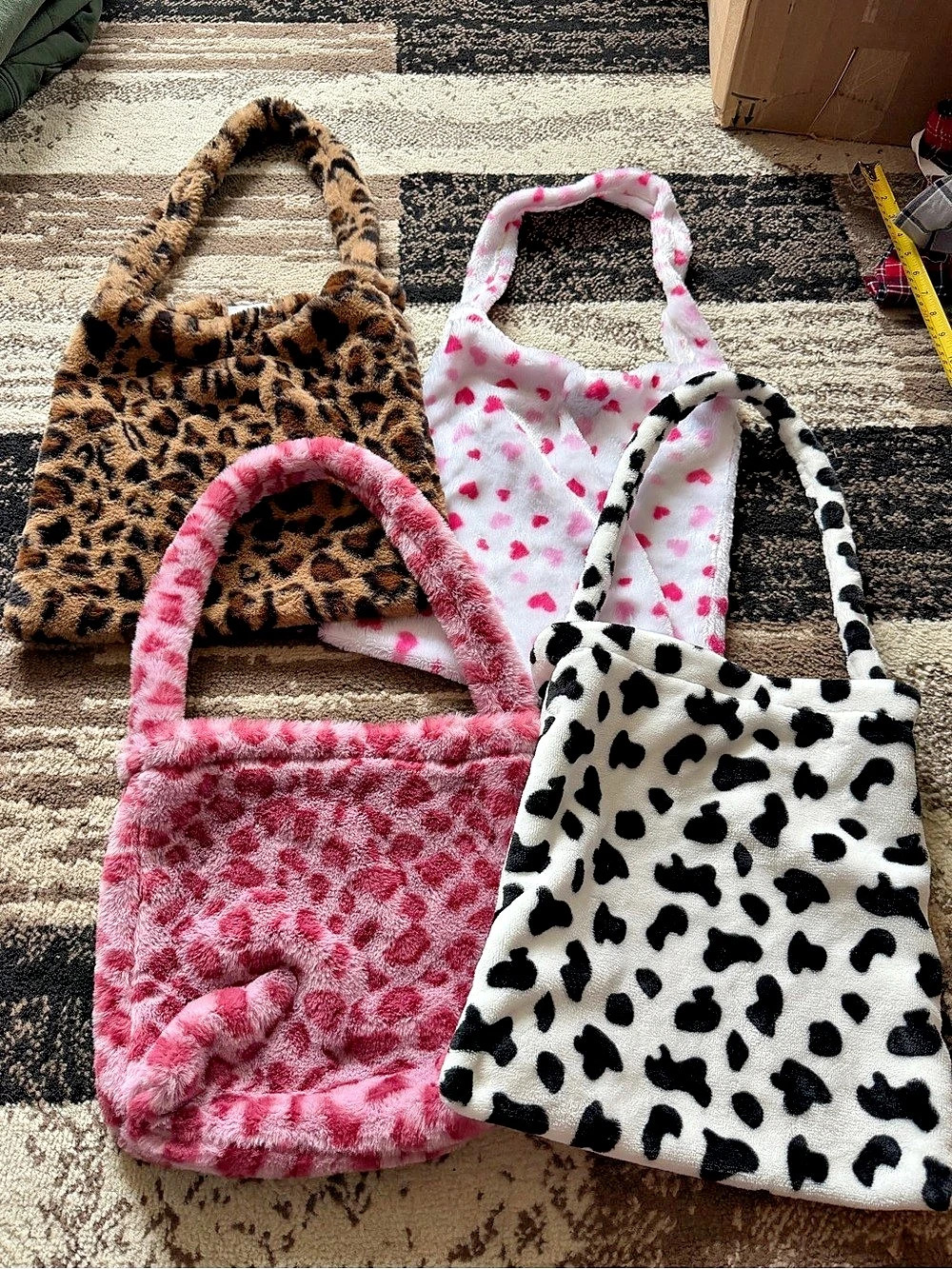 Faux Animal Print Fur Tote Bag Purse Bundle